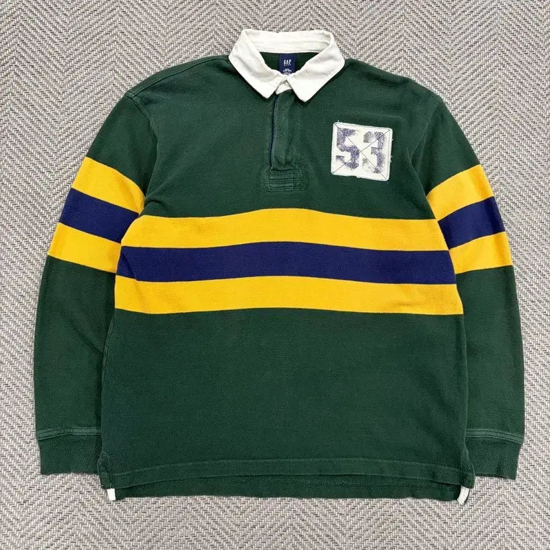 [BUNJANG] Gap Striped Colorblock Pique T-Shirt / 갭 단가라 배색 피케티셔츠 v3572