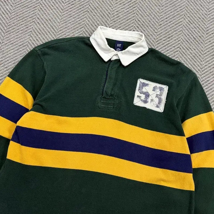 [BUNJANG] Gap Striped Colorblock Pique T-Shirt / 갭 단가라 배색 피케티셔츠 v3572