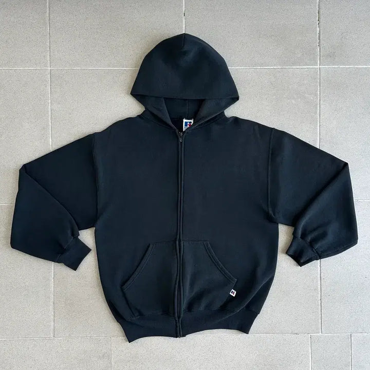[BUNJANG] Russell Athletic 90s Vintage Hooded Zip-Up Sweatshirt Black M / 90s 빈티지 러셀 후드집업 블랙 M USA