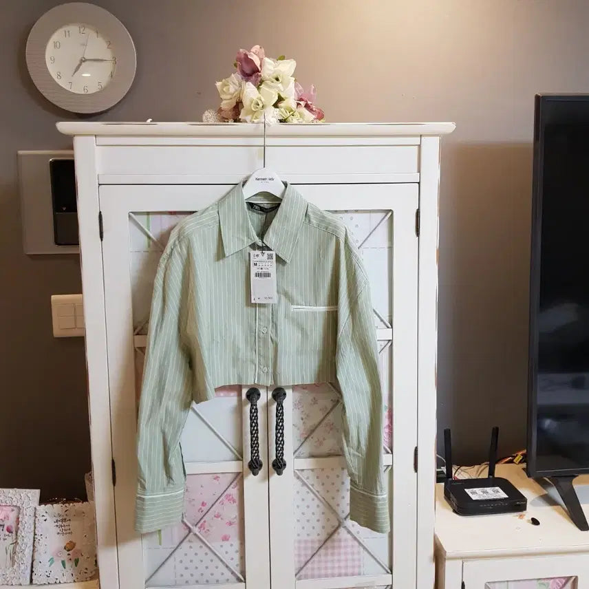 [BUNJANG] Zara Striped Cropped Shirt / 자라 셔츠/55반-66 새상품