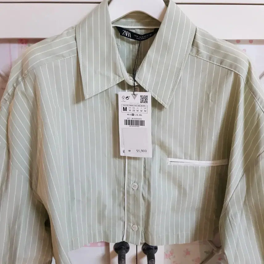 [BUNJANG] Zara Striped Cropped Shirt / 자라 셔츠/55반-66 새상품