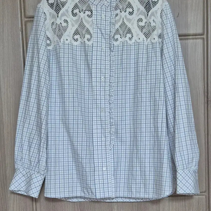 [BUNJANG] Sandro Paris Check Lace Blouse / 산드로 체크 레이스 블라우스(여성)