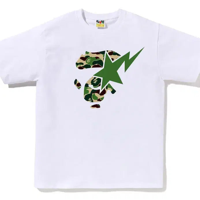 [BUNJANG] A Bathing Ape ABC Camo Ape Face Star Short Sleeve T-Shirt / [해외] 베이프 ABC 카모 에이프 페이스 스타 반팔 티셔츠 26SS