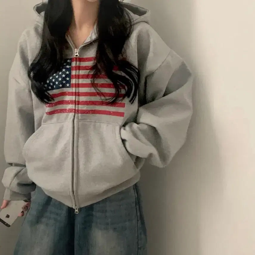 [BUNJANG] American Style Hoodie Zip-Up / 아메리칸 후드집업