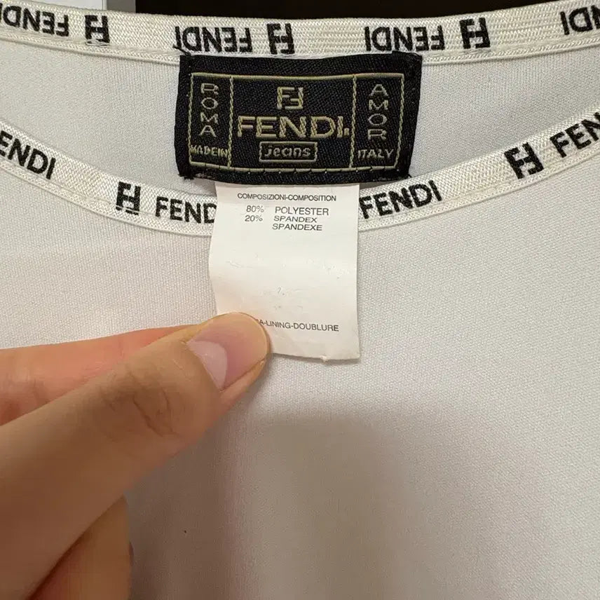 [BUNJANG] Fendi Logo Print Long Sleeve T-Shirt White / 펜디 로고 프린트 긴팔 티셔츠 화이트