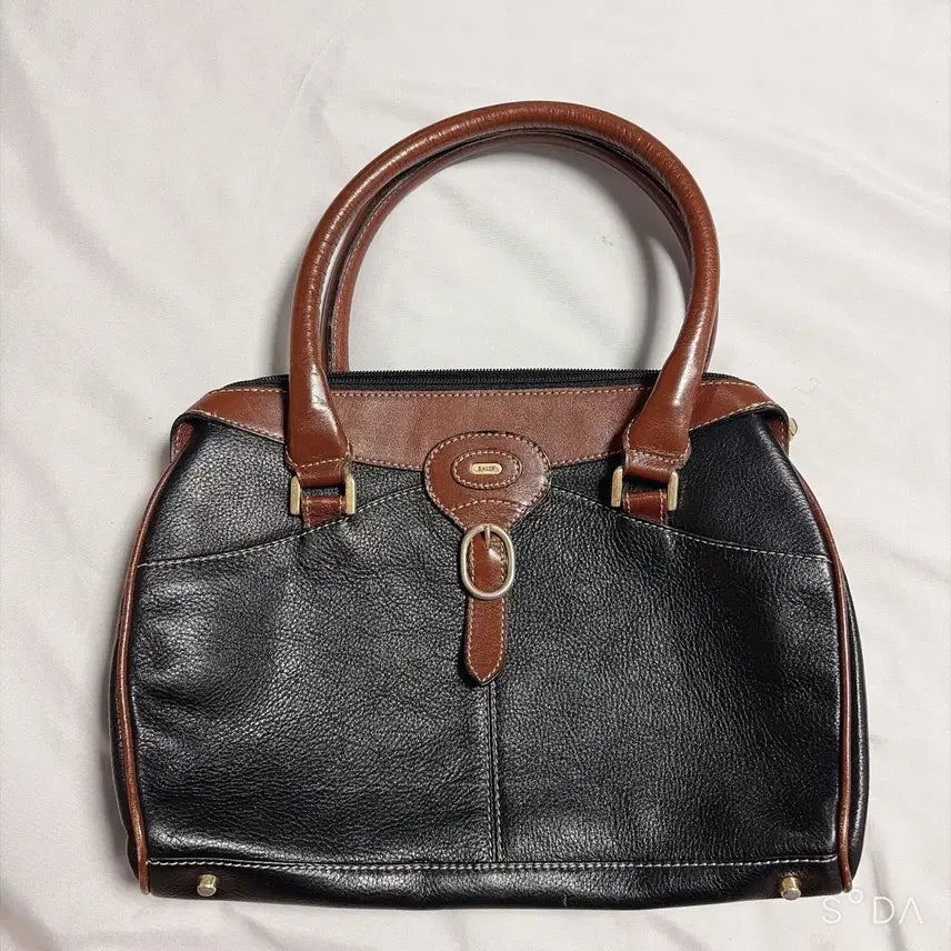 [BUNJANG] Bally Leather Tote Bag Black/Brown / 발리 가죽 토트백 블랙/브라운