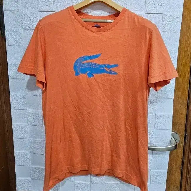 [BUNJANG] Lacoste Orange Big Logo Short Sleeve T-Shirt / 라코스테 오렌지 반팔 티셔츠 빅로고