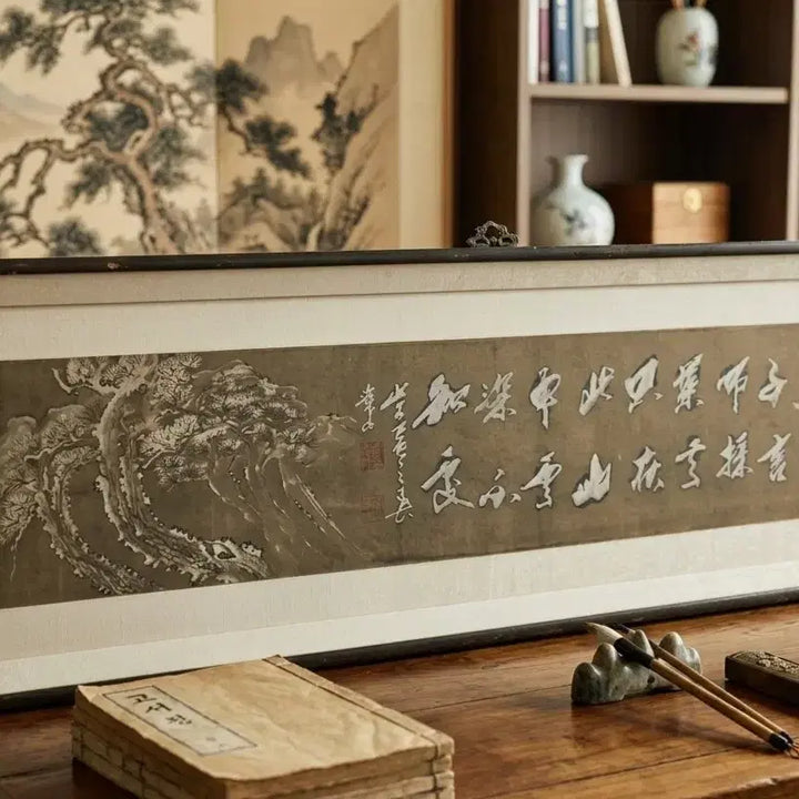 [BUNJANG] Park Jun-seok Pine Tree Silver Pigment Painting Large Framed Art / 박준석 작가님 소나무 은니 문인화 대형 액자
