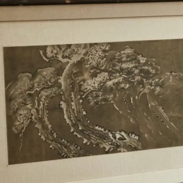 [BUNJANG] Park Jun-seok Pine Tree Silver Pigment Painting Large Framed Art / 박준석 작가님 소나무 은니 문인화 대형 액자