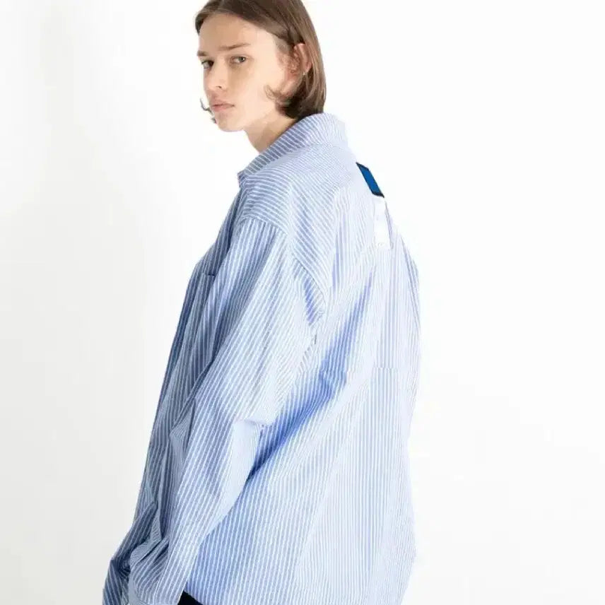 [BUNJANG] Document Back Logo Oxford Stripe Shirt - Size M / 도큐먼트 백로고 옥스포그 스트라이프 셔츠 M사이즈