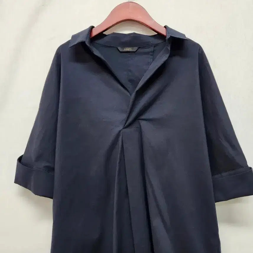 [BUNJANG] Jigott Navy Cotton Blend Short Sleeve Blouse (Size 55) / 지고트 반팔 블라우스 85(55)사이즈