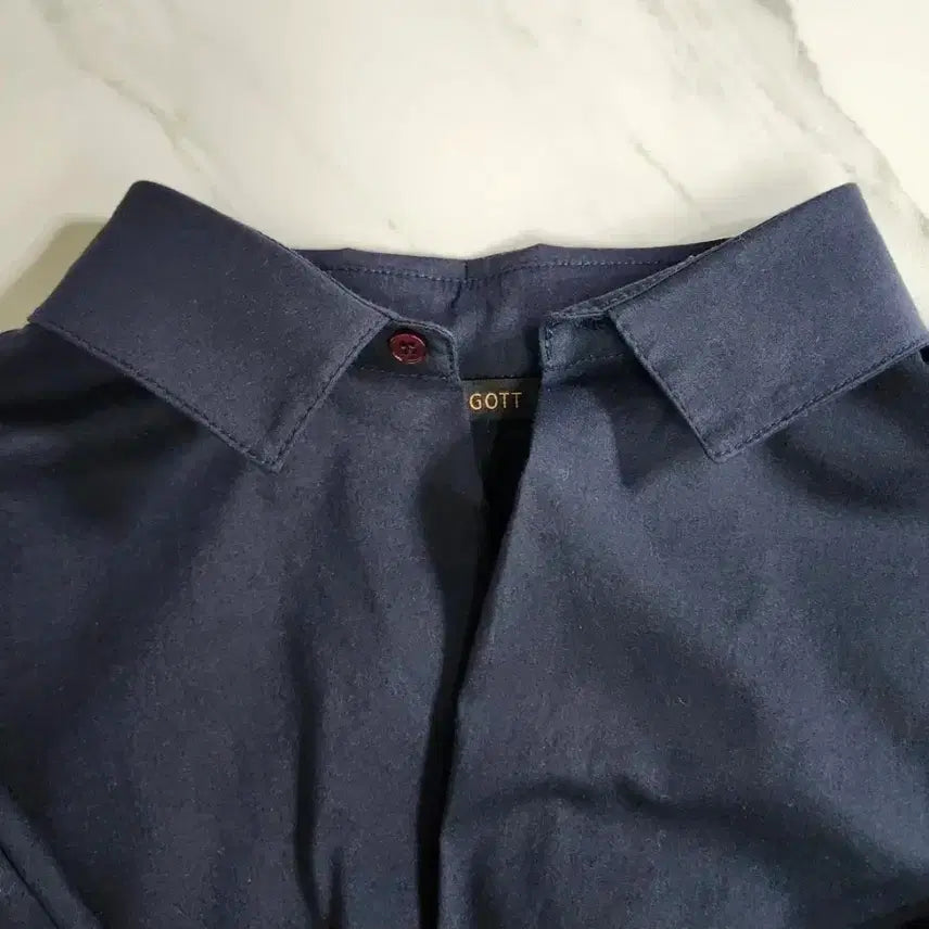 [BUNJANG] Jigott Navy Cotton Blend Short Sleeve Blouse (Size 55) / 지고트 반팔 블라우스 85(55)사이즈