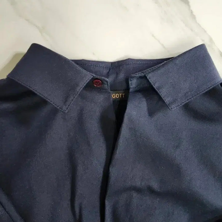 [BUNJANG] Jigott Navy Cotton Blend Short Sleeve Blouse (Size 55) / 지고트 반팔 블라우스 85(55)사이즈