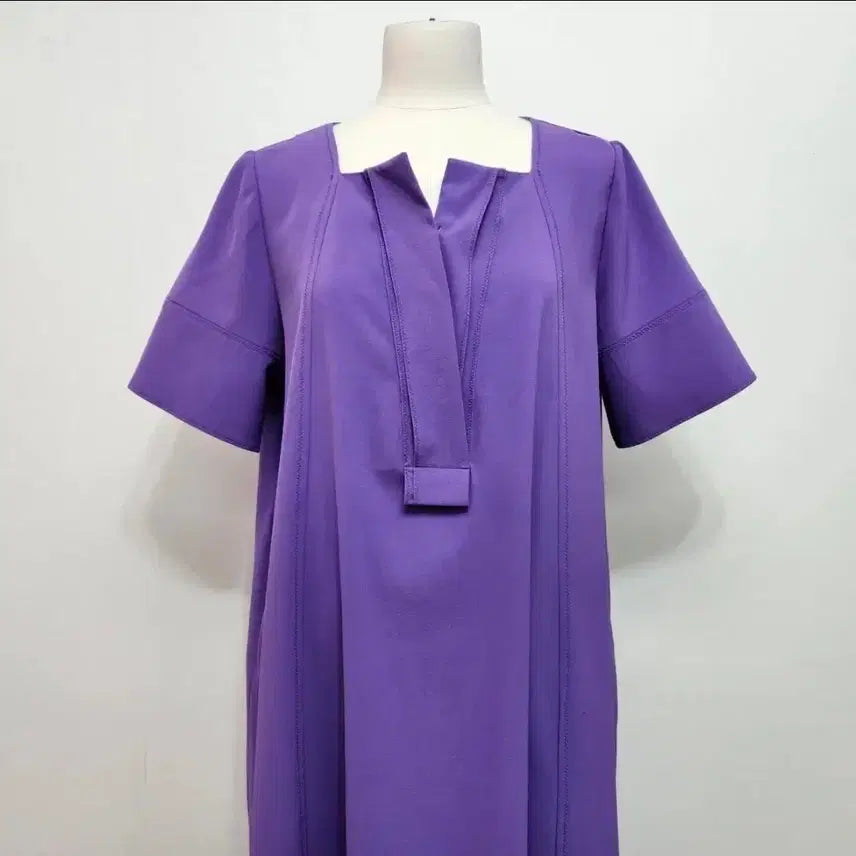 [BUNJANG] Jigott Square Neck Slit Dress Purple Size 55 / 지고트 스퀘어넥 슬릿 원피스 55사이즈