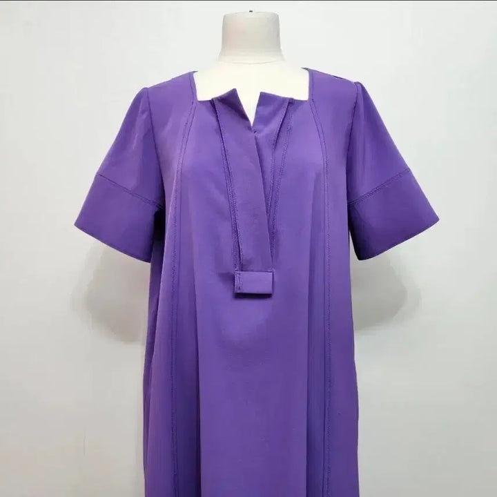 [BUNJANG] Jigott Square Neck Slit Dress Purple Size 55 / 지고트 스퀘어넥 슬릿 원피스 55사이즈