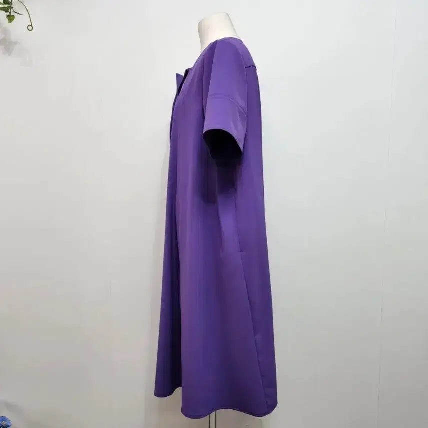 [BUNJANG] Jigott Square Neck Slit Dress Purple Size 55 / 지고트 스퀘어넥 슬릿 원피스 55사이즈