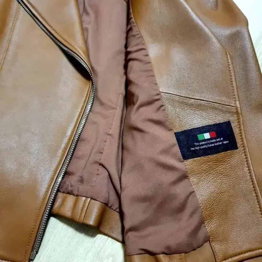 [BUNJANG] Italian Lambskin Leather Rider Jacket - Size 85 - Brown / 이태리 양 가죽 자켓 라이더 85 사이즈 갈색 밤색
