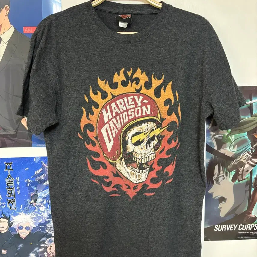 [BUNJANG] Harley-Davidson Flame Skull Short Sleeve T-Shirt Women&