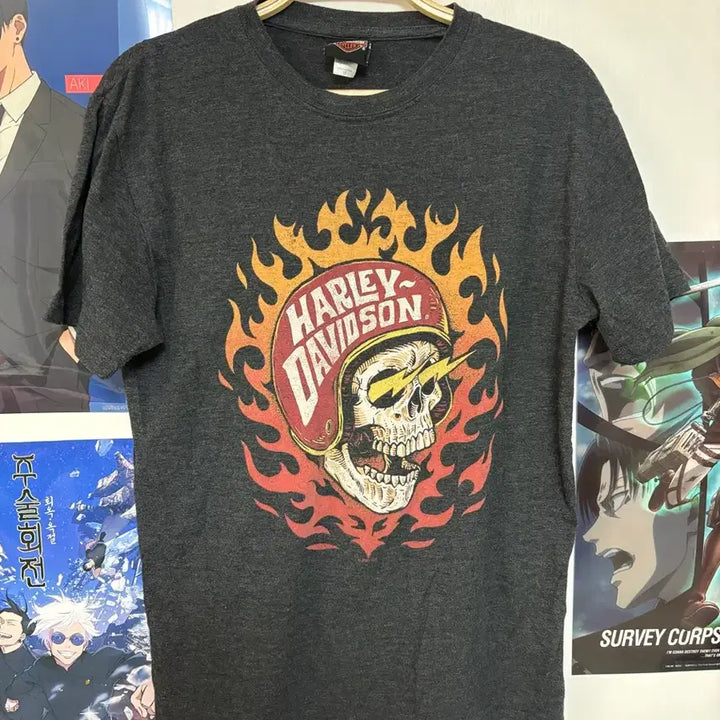 [BUNJANG] Harley-Davidson Flame Skull Short Sleeve T-Shirt Women&