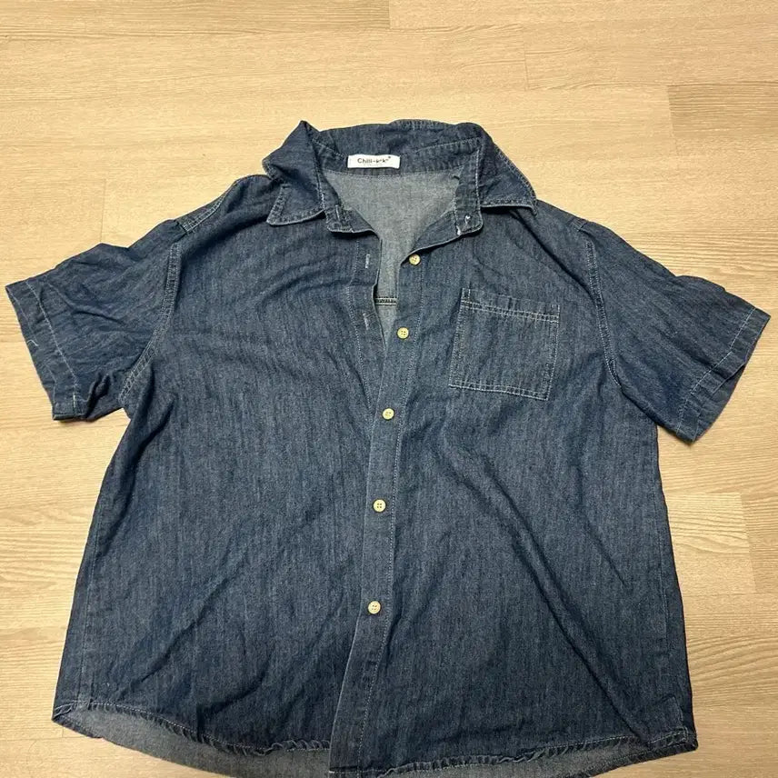 [BUNJANG] Denim Short Sleeve Shirt Set / 데님 반팔 셔츠 세트