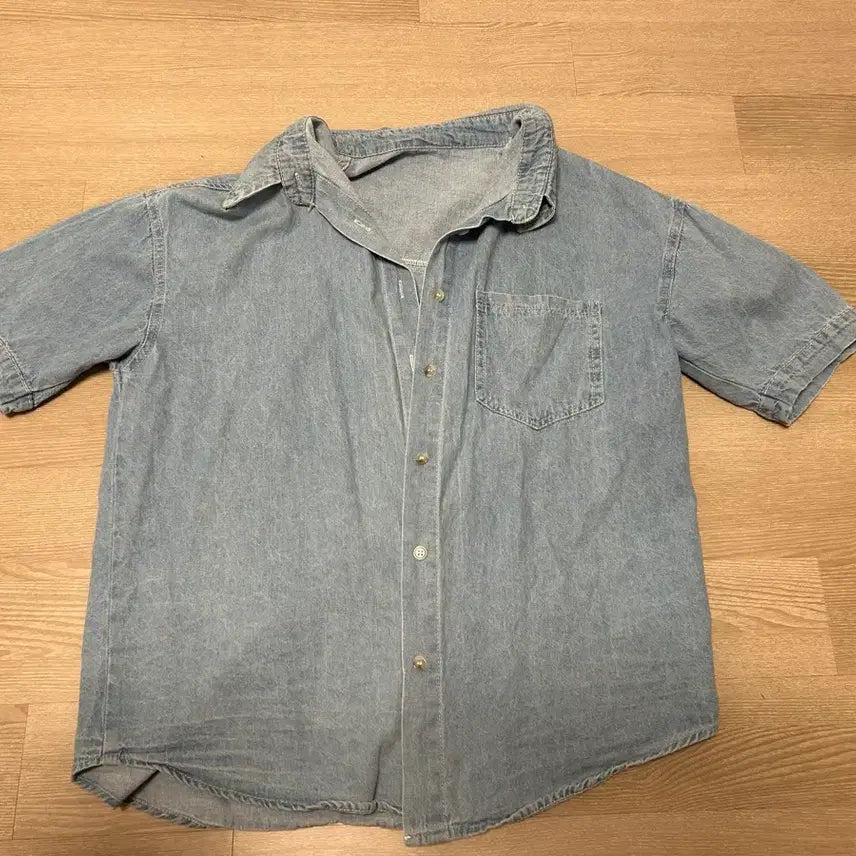 [BUNJANG] Denim Short Sleeve Shirt Set / 데님 반팔 셔츠 세트