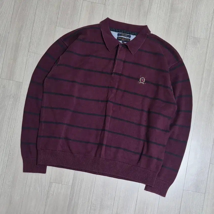 [BUNJANG] Tommy Hilfiger Striped Collar Knit L / [L] 타미힐피거 스트라이프 카라 니트