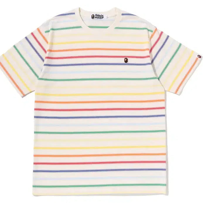 [BUNJANG] BAPE Gradient Rainbow Stripe Short Sleeve T-Shirt SS26 / [해외] 베이프 그라디언트 레인보우 스트라이프 반팔 티셔츠 26SS