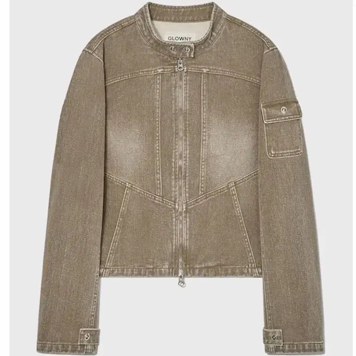 [BUNJANG] GLOWNY Denim Jacket Khaki Brown / [FREE] 글로니 데님 자켓 카키 브라운