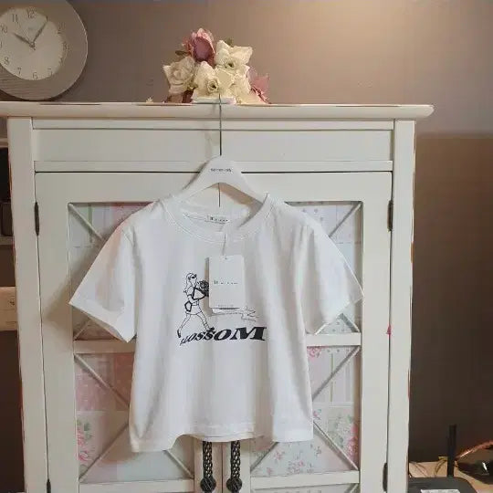 [BUNJANG] It Michaa T-Shirt White Black Print / 잇미샤 티셔츠/55-정66 새상품
