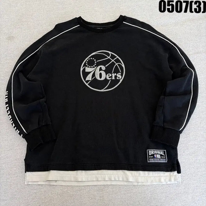 [BUNJANG] NBA 76ers Black Fleece Sweatshirt Size S / NBA 76ers 기모 맨투맨 블랙 S 0507