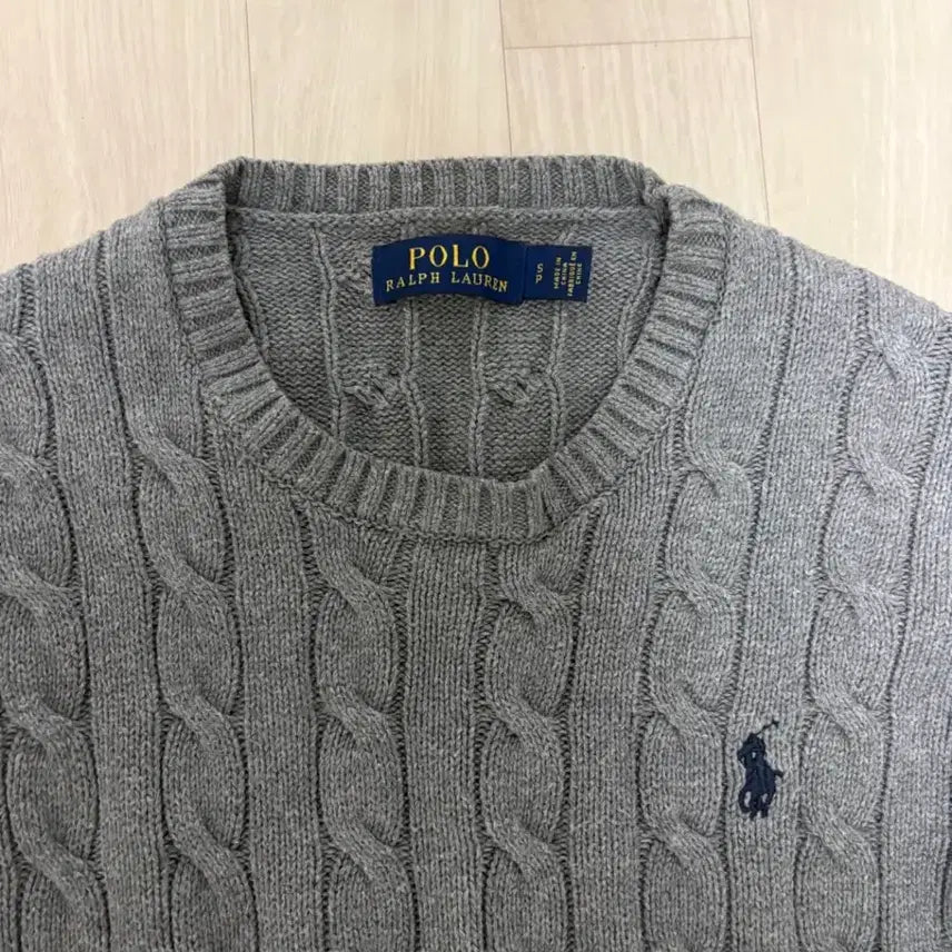[BUNJANG] Polo Ralph Lauren Cable Knit Sweater Grey / 폴로 랄프로렌 케이블 니트 회색