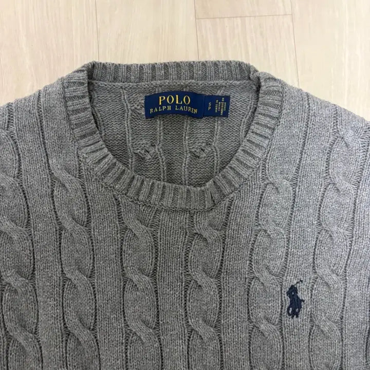 [BUNJANG] Polo Ralph Lauren Cable Knit Sweater Grey / 폴로 랄프로렌 케이블 니트 회색