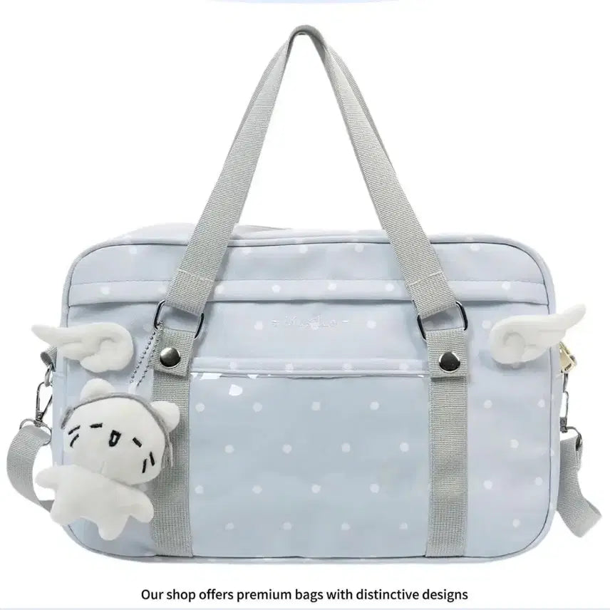 [BUNJANG] Nylon Large Capacity Daily Shoulder Bag with Wing and Dot Accents / 서브컬처 양산형 날개 도트 데일리 숄더백 나일론 대용량 이타백(5컬러)