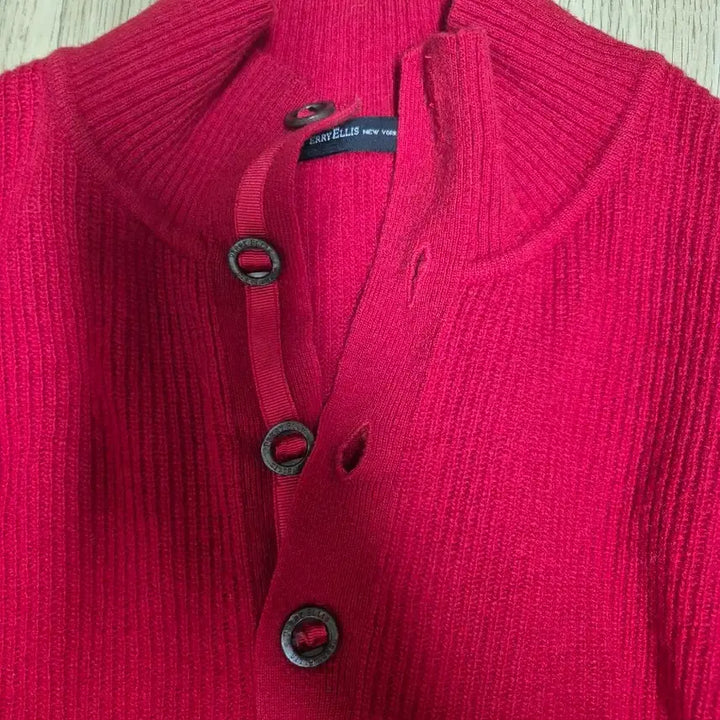 [BUNJANG] Par E. L. S. Red Button Knit / 패리엘리스 레드 버튼 니트