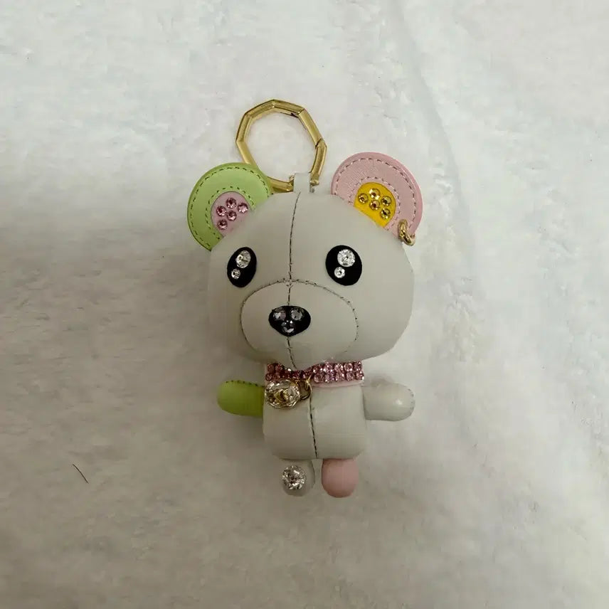 [BUNJANG] Swarovski Teddy Gold Tone Bag Charm Keychain / 스와로브스키 Teddy 골드 톤 백 참 키링