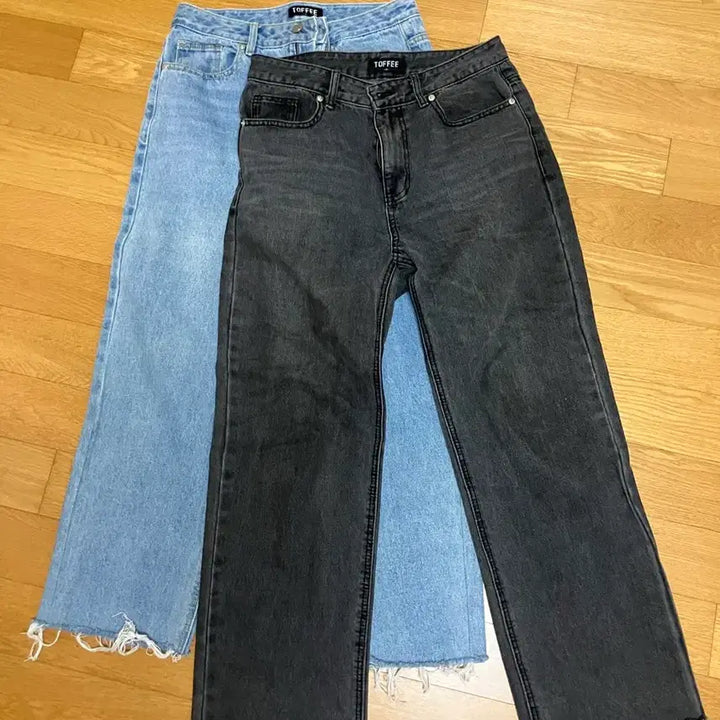 [BUNJANG] Topi Wide Denim Pants Black, Light Blue (Set of 2) / [2장가격] 토피 와이드 데님팬츠 블랙,연청 m