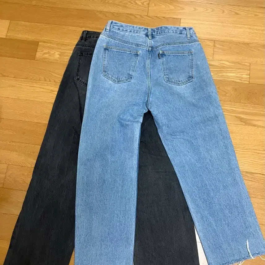 [BUNJANG] Topi Wide Denim Pants Black, Light Blue (Set of 2) / [2장가격] 토피 와이드 데님팬츠 블랙,연청 m