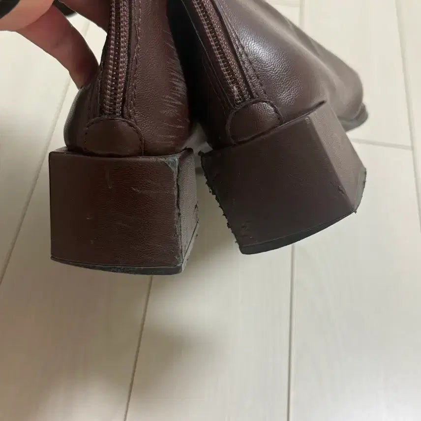 [BUNJANG] Leather Long Boots - Brown / 레더 롱부츠 브라운