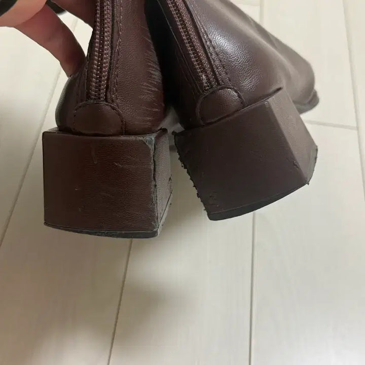 [BUNJANG] Leather Long Boots - Brown / 레더 롱부츠 브라운