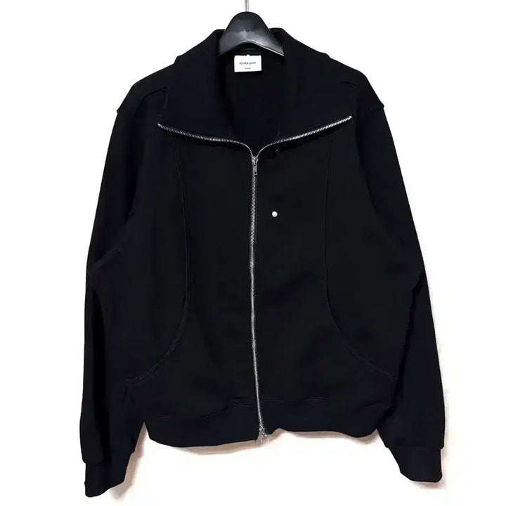 [BUNJANG] KIMUIR Zip-up Jacket Curved Big Collar Oversized Black / [M,95]키뮤어 집업 자켓 커브드 빅카라 오버핏 블랙
