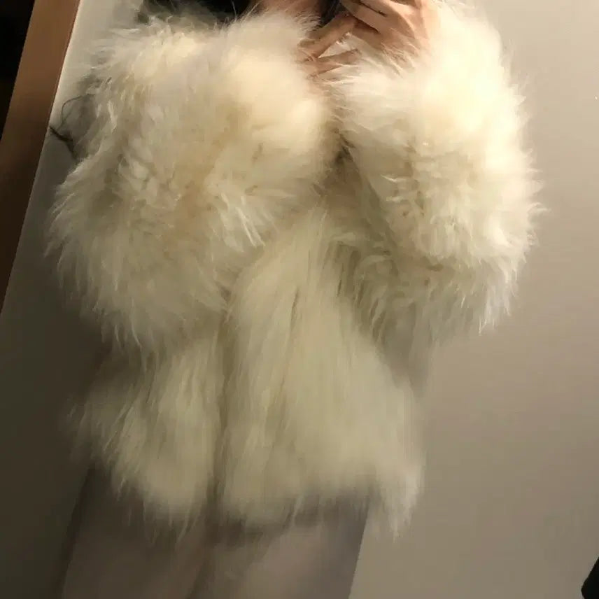 [BUNJANG] Premium Saga Fox Fur Knitted Jacket Coat / 최상급 사가폭스퍼 폭스 니팅 자켓 코트 퍼 풍성 60만원대