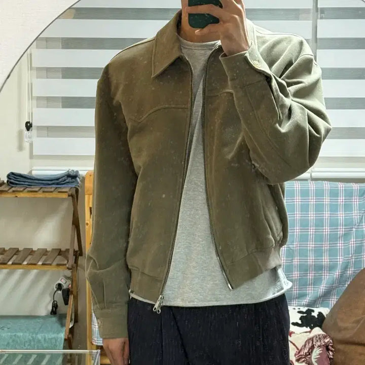 [BUNJANG] Brown Yak Molskin Western Jacket Olive Grey Size 4 / 브라운야드 몰스킨 웨스턴 자켓 올리브그레이 4사이즈 판매