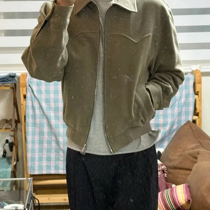 [BUNJANG] Brown Yak Molskin Western Jacket Olive Grey Size 4 / 브라운야드 몰스킨 웨스턴 자켓 올리브그레이 4사이즈 판매