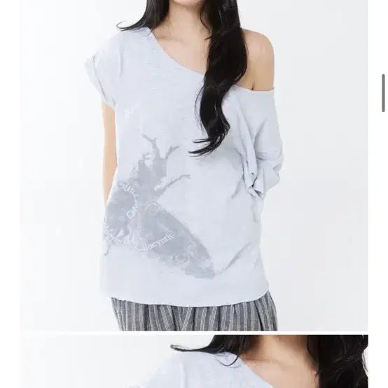 [BUNJANG] Colosynth Asymmetrical Back Melange T-shirt / 콜로신스 언발란스티 백멜란지