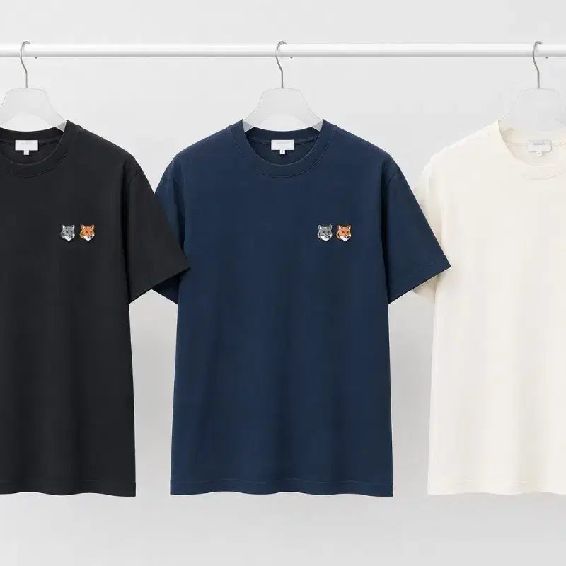 [BUNJANG] Maison Kitsuné Double Fox Head Short Sleeve T-Shirt / 메종키츠네 더블 폭스 반팔티 블랙/네이비/화이트. 남녀공용
