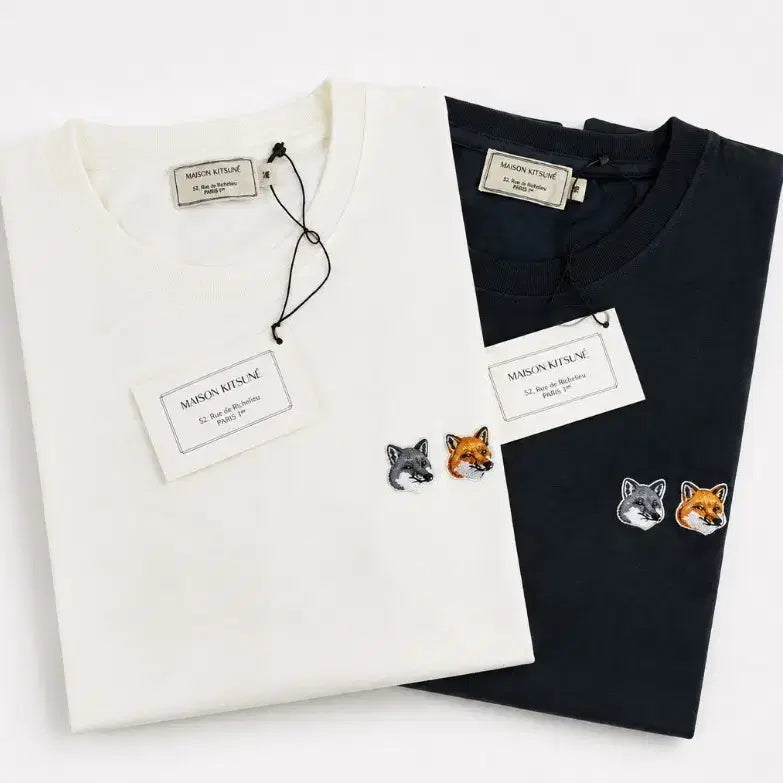 [BUNJANG] Maison Kitsuné Double Fox Head Short Sleeve T-Shirt / 메종키츠네 더블 폭스 반팔티 블랙/네이비/화이트. 남녀공용