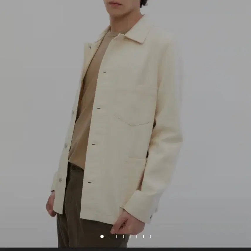 [BUNJANG] Officine Generale White Pocket Contrast Cotton Long Sleeve Casual Jacket / [52]오피신 제네랄 화이트 포켓배색 면 긴팔캐주얼자켓