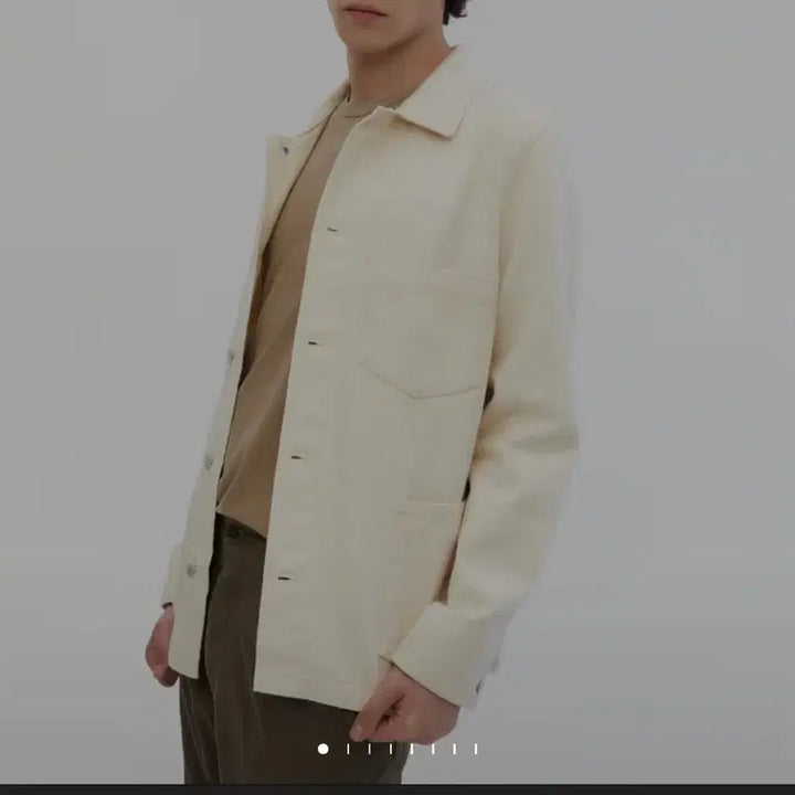 [BUNJANG] Officine Generale White Pocket Contrast Cotton Long Sleeve Casual Jacket / [52]오피신 제네랄 화이트 포켓배색 면 긴팔캐주얼자켓