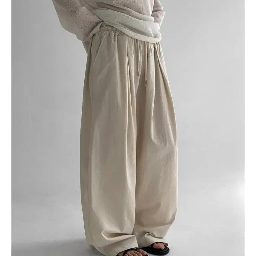 [BUNJANG] Manique Cotton Wide Pants Cream / 매니크 와이드 코튼팬츠