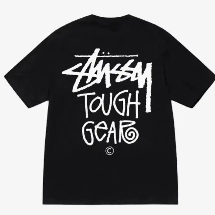 [BUNJANG] Stussy Tough Gear Short Sleeve T-Shirt Black/White / 정품/무료배송)스 투 시 터프기어 반팔티 , 블랙 화이트